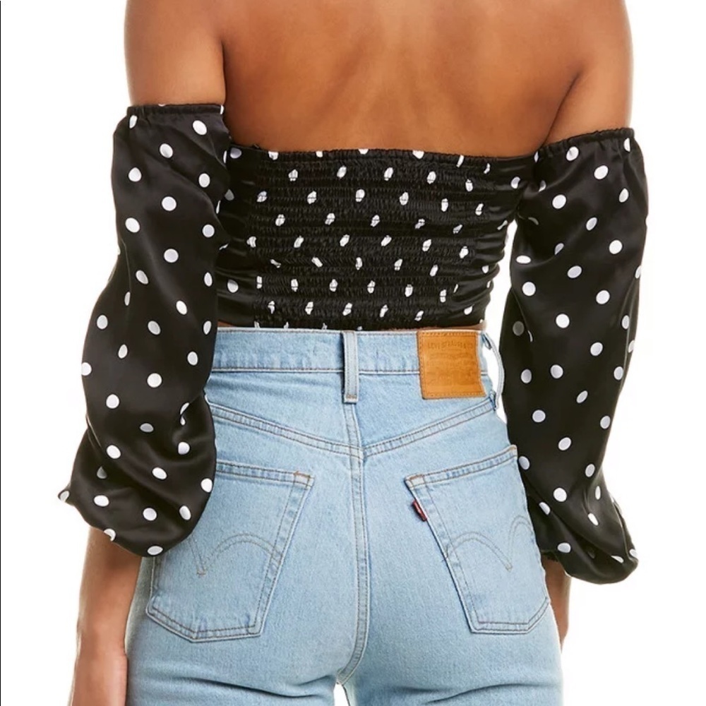 NWT Cami nyc Misha cropped shoulder polka dot silk top XXS - Picture 9 of 9